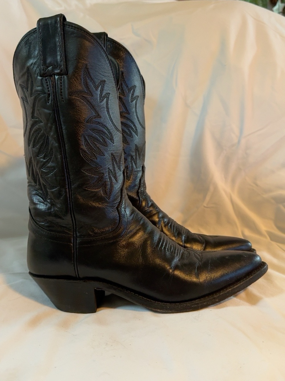 Vintage Justin L4903 Black Leather Cowboy Boots 7B Made USA w/ Box